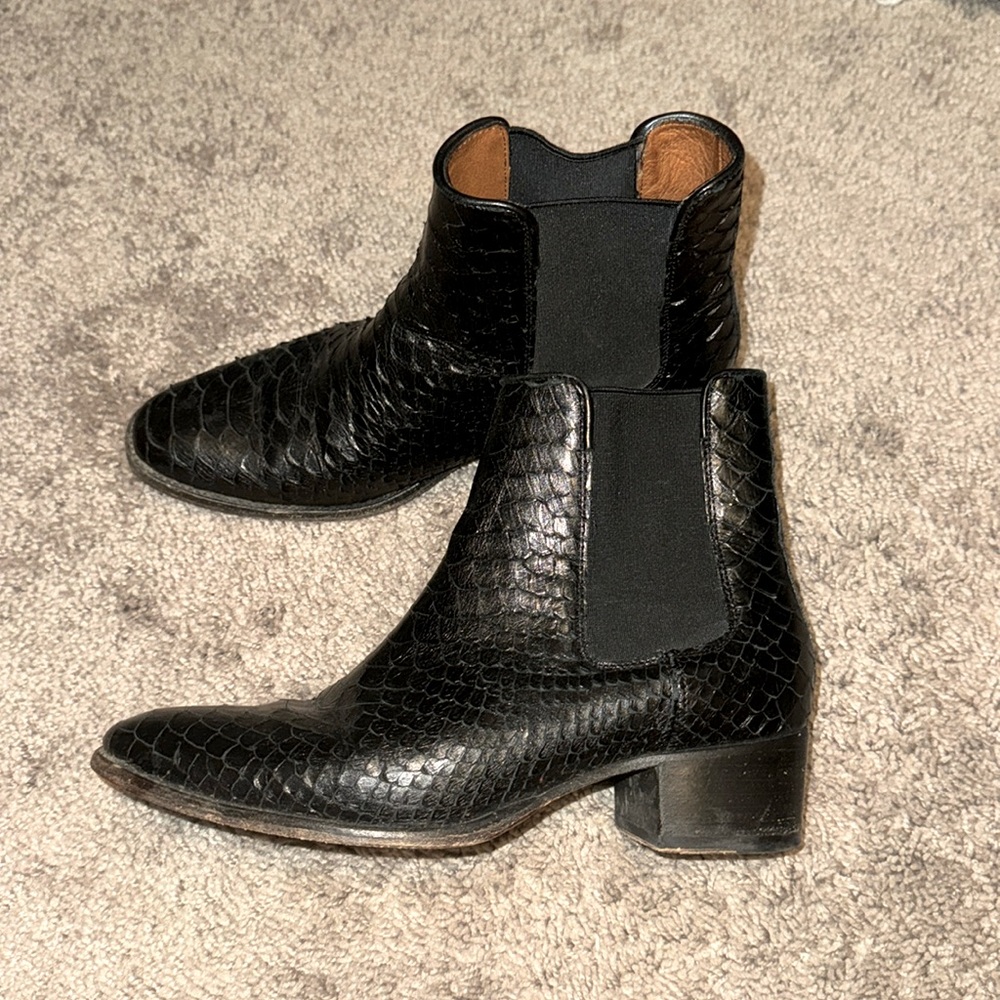 Frye Snakeskin Chelsea Booties